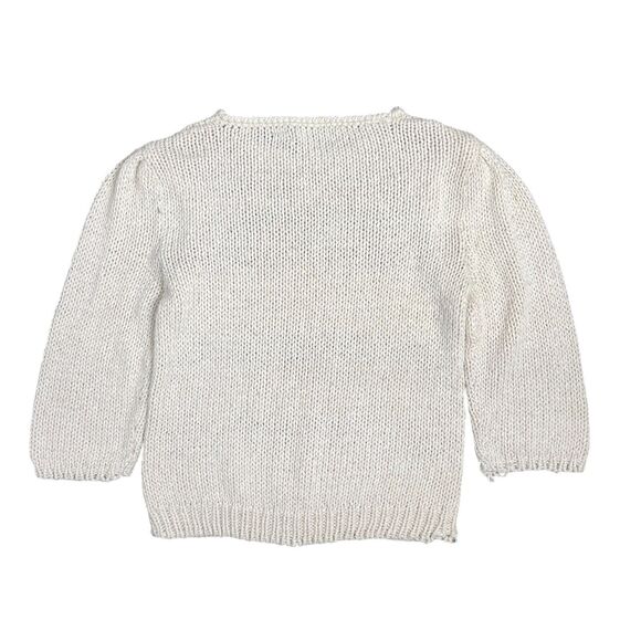 VTG 80s 90s Sweater Sz M Silk Puff 3/4 Sleeve Knit Aztec Fair Isle Grannycore - Picture 8 of 9